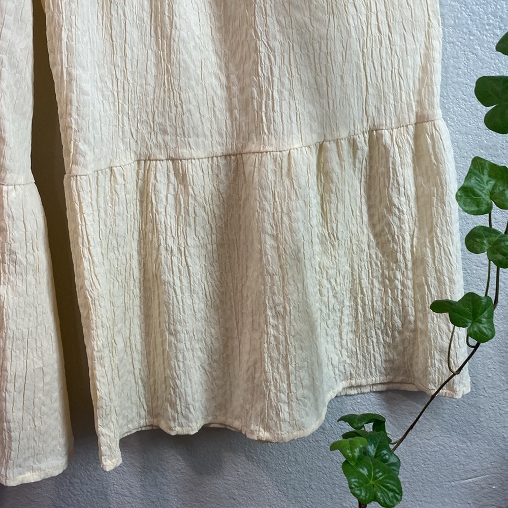 SHEIN Breezaya High Waist Flare‎ Leg Pants Cream Textured Pants, Size Large - Picture 3 of 13